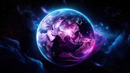 Poster - abstract holographic world globe with many connection points symbolizing and media social life for business wallpaper background