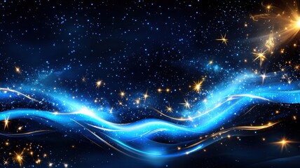 Aufkleber - Pastel colored abstract dark waves with gently flowing sparkling particles abstract background, creating a mesmerizing and elegant visual