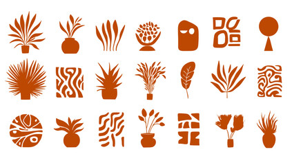 Fototapete - Botanical Silhouette Collection: An assortment of elegant botanical silhouettes in shades, perfect for various design applications