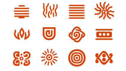 Fototapete - Abstract Glyph Set: Collection of various glyphs with different shapes.