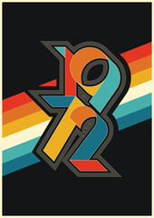 Wall Mural - 1972 vintage style poster from the seventies, 70s colors and shapes