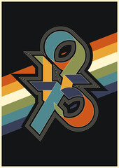 Wall Mural - 1975 vintage style poster from the seventies, 70s colors and shapes