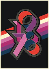 Wall Mural - 1978 vintage style poster from the seventies, 70s colors and shapes