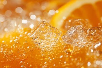 Aufkleber - Refreshing citrus drink with ice cubes and bubbles at summer gathering