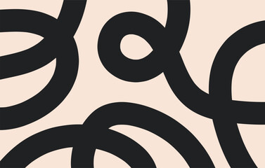 Poster - Abstract horizontal background with dynamic linear waves. Trendy vector illustration in style retro 60s, 70s. Black and beige colors