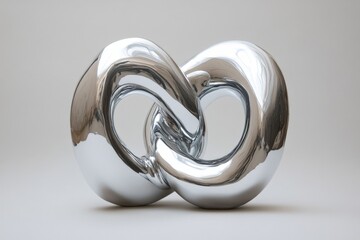 Poster - Sleek metallic sculpture representing infinity intertwined in a modern art setting