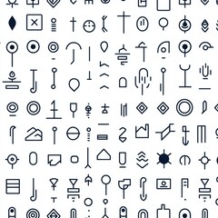 Poster - Minimalistic seamless pattern with logos and icons for corporate branding in monochrome color scheme and sleek typography Generative AI