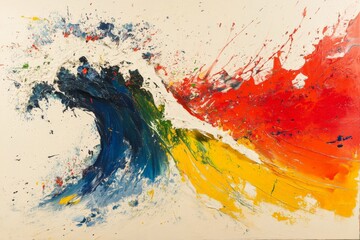 Aufkleber - Colorful abstract wave representing energy and movement in a vibrant artistic expression