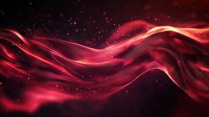 Aufkleber - Flowing Red Silk with Dotted Details Against Dark Backdrop Abstract Fluid Design with Elegant Curves and Depth Glamorous Dark Red Surface Texture