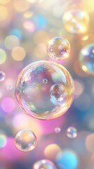 Aufkleber - Ethereal soap bubbles hover in dreamy bokeh light abstract elegance iridescent colorful playful transparent