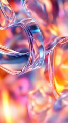 Poster - Abstract Translucent Glass Sculpture with Vibrant Orange and Blue Light Reflections Artistic Visual Aesthetic