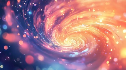 Poster - Radiant Cosmic Swirl of Color and Light Energetic Spiral with Bokeh Effect Capturing Mystical Space