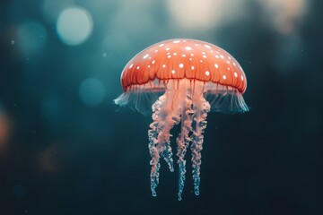 Poster - Jellyfish gracefully floating in tranquil waters with mesmerizing glow and intricate tentacles