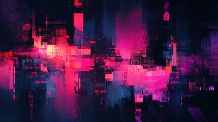 Aufkleber - Vibrant Futuristic Abstract Digital Painting with Bold Pink and Blue Hues for a Dynamic Backdrop