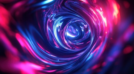 Aufkleber - Abstract neon tube glowing vibrant cosmic magenta blue light swirl flow bright energy portal design