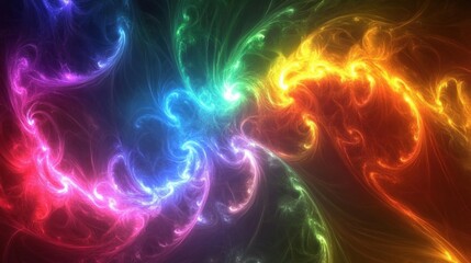 Poster - Multicolored plasma energy swirls art digital illustration ethereal cosmic abstract space background
