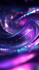 Poster - Abstract Purple and Blue Swirl with Glittering Particles and Bokeh Lights Elegant Design