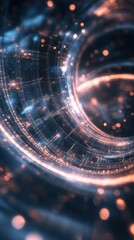 Poster - Glowing tunnel perspective abstract circular geometric digital art background futuristic backdrop