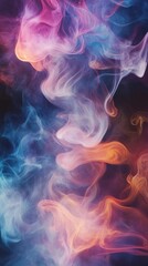 Poster - Ethereal abstract colorful smoke swirls beautifully blending pink blue orange tones smooth texture gradient