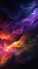 Poster - Ethereal Abstract Nebula Space Art with Colorful Clouds and Glowing Stars for Science Fiction Artwork