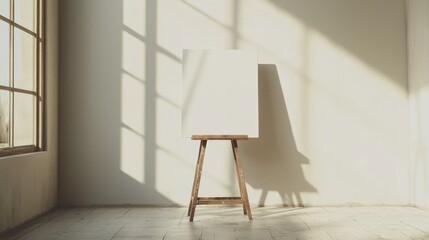 Aufkleber - Interior room ambiance art easel canvas in a warm light modern gallery art studio