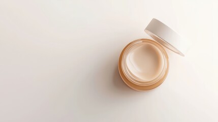 Aufkleber - Elegant cosmetic cream in glass jar with white lid on neutral background captures minimalist style