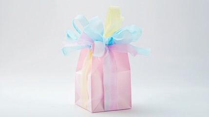 Aufkleber - Pastel Gift Package with Decorative Ribbons A Joyful Celebration Delightful Present in Gentle Hues
