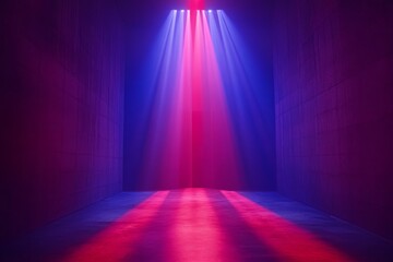 Leinwandbilder - Colorful light beams create a dramatic atmosphere in an abstract indoor space during a performance event
