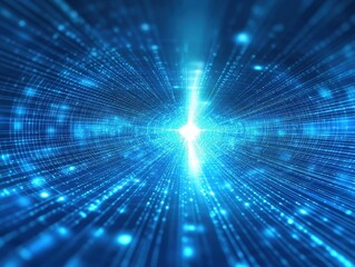 Poster - Abstract Blue Data Stream with Bright Light and Dynamic Movement