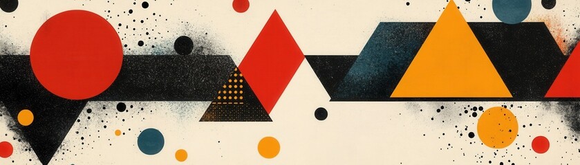 Poster - Abstract Geometric Composition with Red and Yellow Shapes