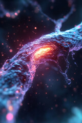 Poster - A futuristic mental universe composed of glowing synaptic highways and brainwave energy flows,