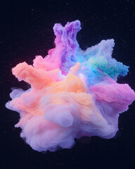 Poster - A surreal digital artwork of expressive strokes breaking apart into constellations across the void,