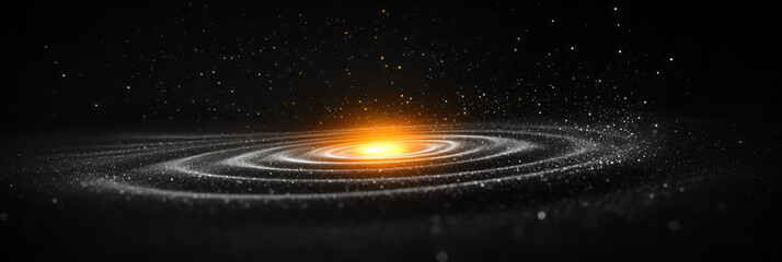 Poster - A minimalist cosmos of ungraspable forms, glowing momentarily before returning to silence,