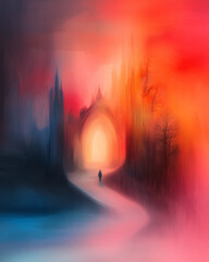 Poster - An abstract blur stream where vivid colors trail behind as if painted by motion itself,