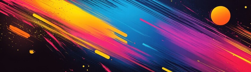 Poster - Vibrant Abstract Cosmic Artwork with Pink Purple Orange Yellow Streaks