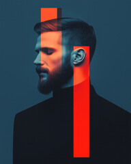 Poster - A harmonious head abstraction where symmetry and luminous geometry define next-level identity,