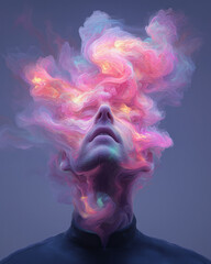 Leinwandbilder - A harmonious head abstraction where symmetry and luminous geometry define next-level identity,