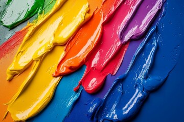 Aufkleber - Vivid color palette showcasing thick paint strokes across a canvas in an art studio