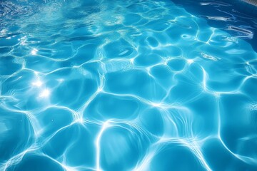 Poster - Clear blue water ripples gently under the sun in a sparkling swimming pool during a warm summer afternoon