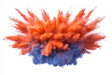 Aufkleber - Colorful explosion of orange and blue powder creates vibrant cloud formation in a creative art display