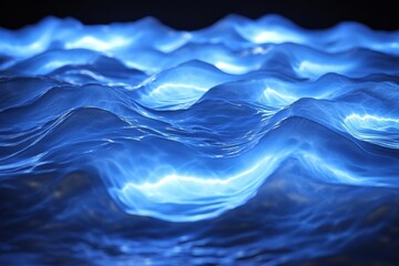 Poster - Waves of blue water illuminated by light create a serene and captivating ocean surface at twilight