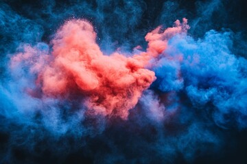Poster - Colorful smoke swirl creates a captivating visual display in a dark environment with vibrant hues