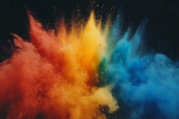 Aufkleber - Colorful explosion of powder creating vibrant patterns against a dark background during a festival celebration