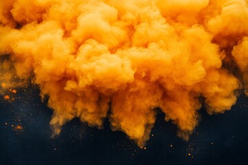 Aufkleber - Vibrant orange smoke billowing against a dark background creates a striking visual effect during an artistic display
