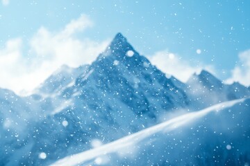 Poster - Snowfall blankets majestic mountain range during winter morning stroll in the serene snowy landscape