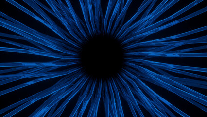Poster - Three-dimensional visualization featuring diverging blue technological lines