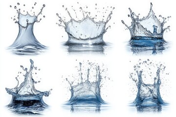 Aufkleber - Colorful water splashes captured in various shapes and forms during different moments of impact