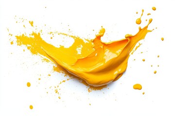 Aufkleber - Bright yellow paint splash creating an energetic and vibrant effect on a clean white background