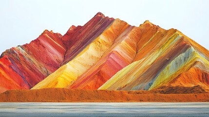 Poster - Vibrant mountain of colored rocks surrounded by unique textures and shades from borax mining in a realistic photo