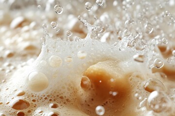 Poster - Close-up of frothy beverage splashing with bubbles at a summer gathering